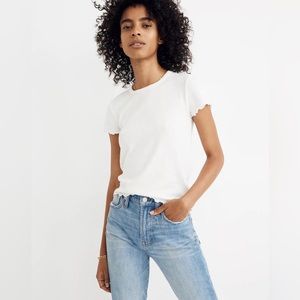 NWT Madewell Baby Tee Shirt Bright Ivory S Short Sleeve